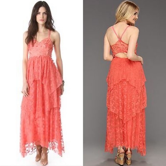 Free People Black Flower Embroidered Tiered Lace Tulle Open Back Maxi Dress - 2 - Picture 12 of 13